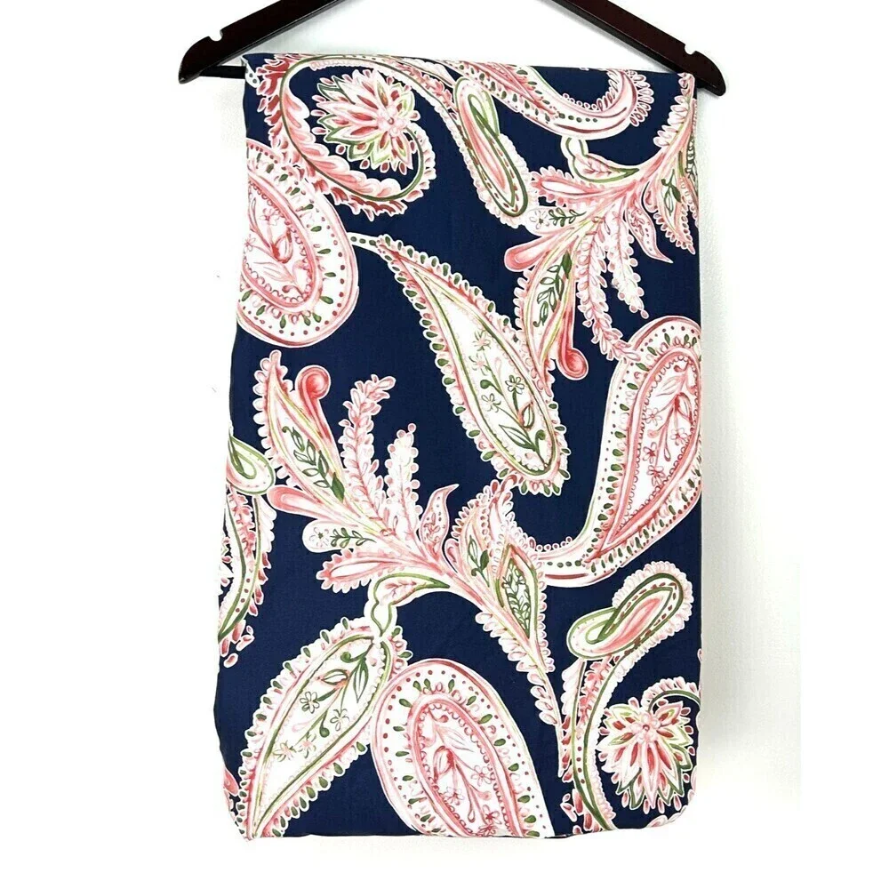 Lands End Home Blue Pink Paisley 400 Ct Supima Cotton Full Queen Duvet Cover T3